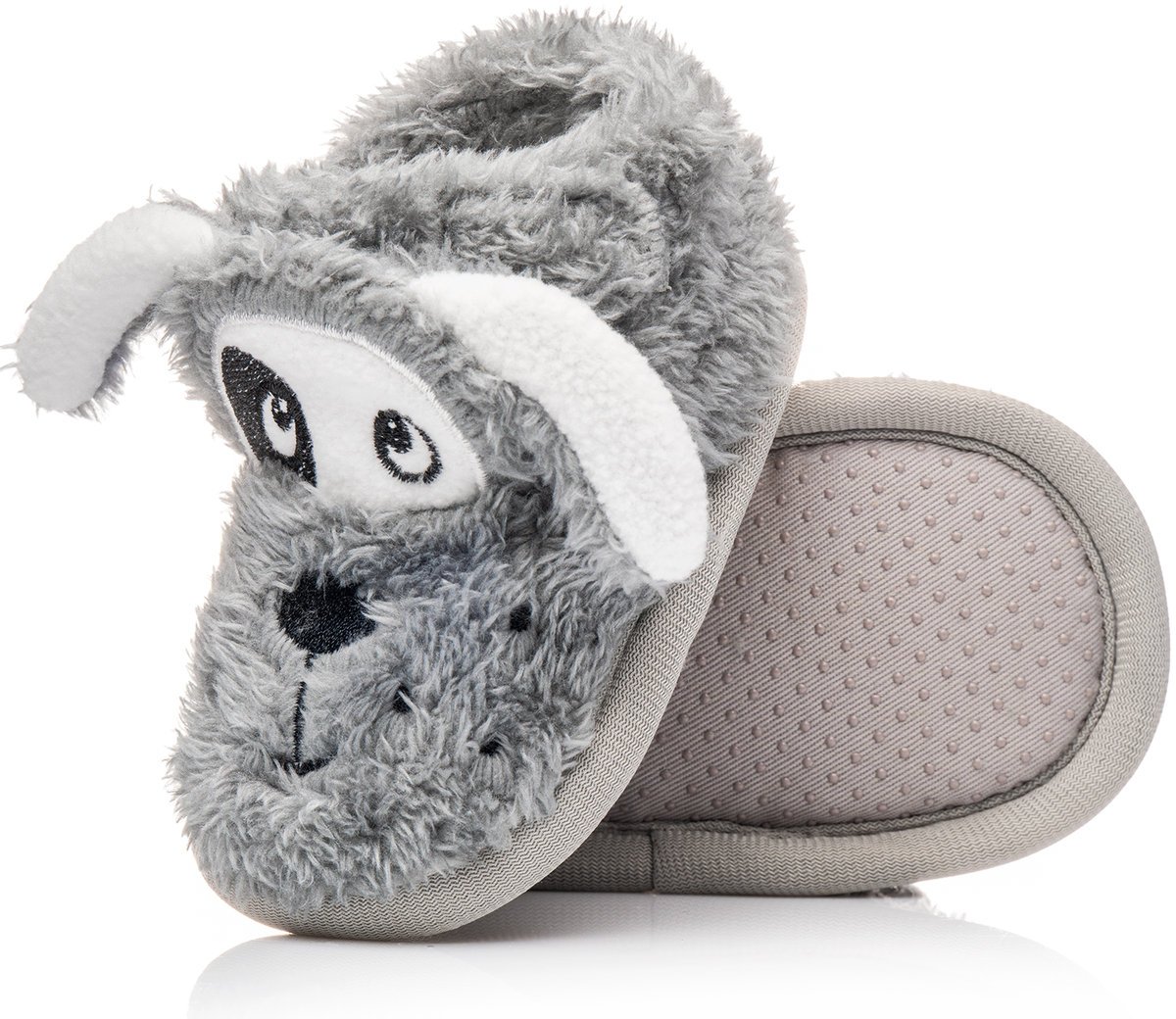 Ciepłe kapcie w postaci zwierzaka szare pieski wygodne obuwie domowe 22/24