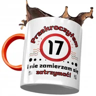 Kubki - Kubek Pomarańczowy na Urodziny 17 17ste 17-ste z Nadrukiem ze Zdjęciem + Opakowanie na prezent (wzór 04) - miniaturka - grafika 1