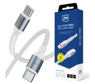 3mk Hyper Cable N-SERIES USB-C do USB-C 1m 20V/5 A 100W Biały - Kable USB - miniaturka - grafika 1