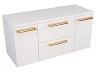 Szafki łazienkowe - Szafka Wisząca Z Blatem ATH 100 cm D - Biały Mat - Uchwyty Złote Polerowane - miniaturka - grafika 1