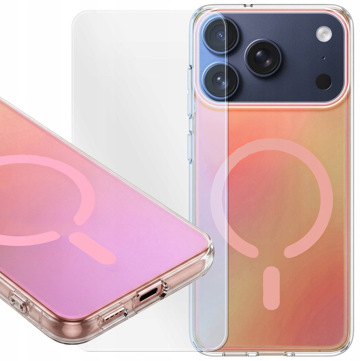 Hello Case Etui Do Magsafe Do iPhone 17 Pro Max Różowe, Aurora, Ochronne Szkło