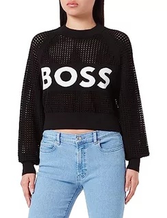 Swetry damskie - BOSS Damski sweter C_fenniki Knitted_Sweater, czarny (Black1), L - grafika 1