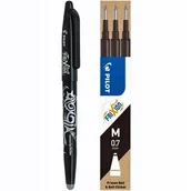 Długopisy - Długopis wymazywalny Pilot Frixion 0,7mm +WKŁADY oryginalne 6 sztuk CZARNY - miniaturka - grafika 1