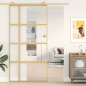 Drzwi wewnętrzne - Drzwi przesuwne, złote, 102,5x205 cm, przezroczyste szkło ESG 8721012120280 - miniaturka - grafika 1