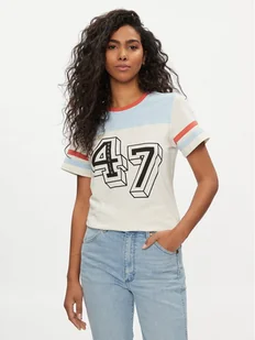 Wrangler T-Shirt Yoke 112350188 Écru Slim Fit - Koszulki i topy damskie - miniaturka - grafika 1