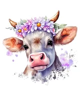 Pasmanteria - Naprasowanka Krowa, Kwiaty, Sztuka, Modna 2 - miniaturka - grafika 1