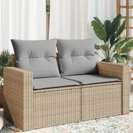 Sofy ogrodowe - Sofa ogrodowa z poduszkami, 2-osobowa, beż, polirattan Lumarko! - miniaturka - grafika 1