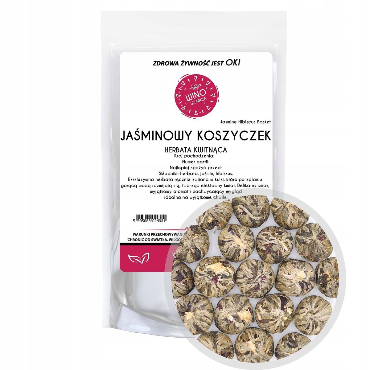 Herbata kwitnąca zielona Jaśminowy Koszyczek Hibiskusa - 3szt 12.00