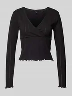 Bluzki damskie - Bluzka z długim rękawem o kroju slim fit z mieszanki bawełny model ‘CARLOTTA’ - miniaturka - grafika 1