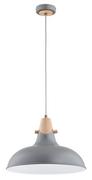 Lampy sufitowe - Szara lampa wisząca z drewnianymi elementami AL 61269 z serii SOLO - miniaturka - grafika 1