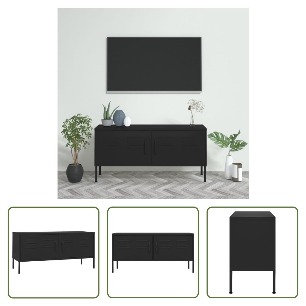 Szafka pod telewizor The Living Store czarna 105x35x50 cm stalowa