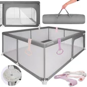 Łóżeczka i kojce - Kojec Dla Dziecka Łóżeczko Duży Plac Zabaw 150 X 200 X 68 Cm + Uchwyty Do Kojca Zestaw - miniaturka - grafika 1