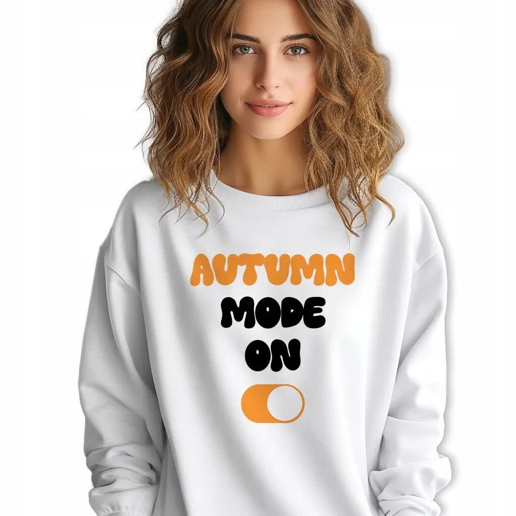 Damska Bluza Biała Dresowa AUTUMN MODE ON Dla Jesieniary Wzory Rozmiar M