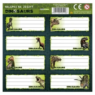 Nalepki na zeszyty Dinozaur (25szt) - DERFORM - Szkolne artykuły papiernicze - miniaturka - grafika 1