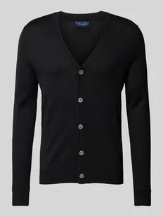 Kardigan o kroju slim fit z mieszanki wełny z dekoltem w serek - Swetry męskie - miniaturka - grafika 1