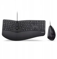 Zestawy myszka + klawiatura - Perixx Perixx PERIDUO-505B, DE, wired USB ergonomic split keyboard and vertical mouse combo, black 57215G - miniaturka - grafika 1