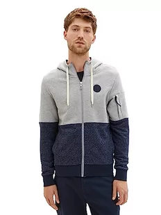 Męska bluza z kapturem w bloki kolorów TOM TAILOR, 12035-Szary Melanż Wrzosowy, XXXL - Bluzy męskie - miniaturka - grafika 1