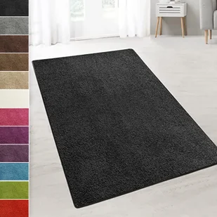 Dywan Shaggy Barcelona z wysokim, miękkim włosiem w stylu shaggy ripple look czarny 200x290 cm - Dywany - miniaturka - grafika 1
