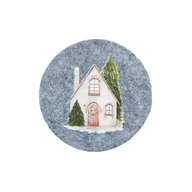 Obrusy i serwetki - Podkładka filcowa pod kubek 10 cm dom szary / beżowy 4 sztuki - miniaturka - grafika 1