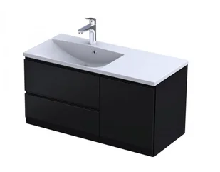 Oristo Szafka wisząca BRYLANT UNI 100 cm z umywalką AMELIA, LEWA CZARNY MAT OR36-SD2S-60-8-V3 + OR36-SN1S-40-8-V3 + UME-AM-100-92-L - Szafki łazienkowe - miniaturka - grafika 1