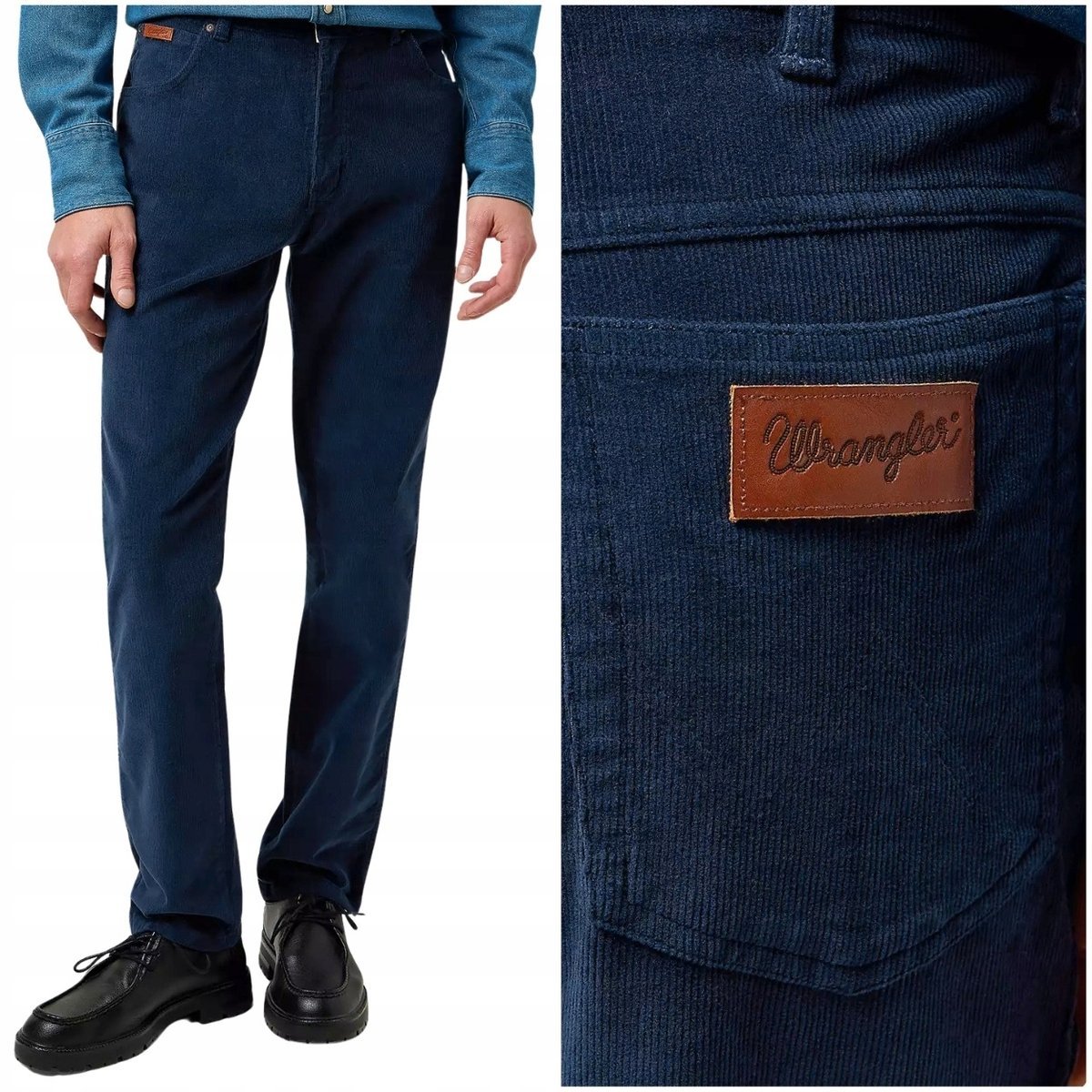 Wrangler Texas Slim Mood Indigo lekko dopasowane spodnie sztruksy W40 L32