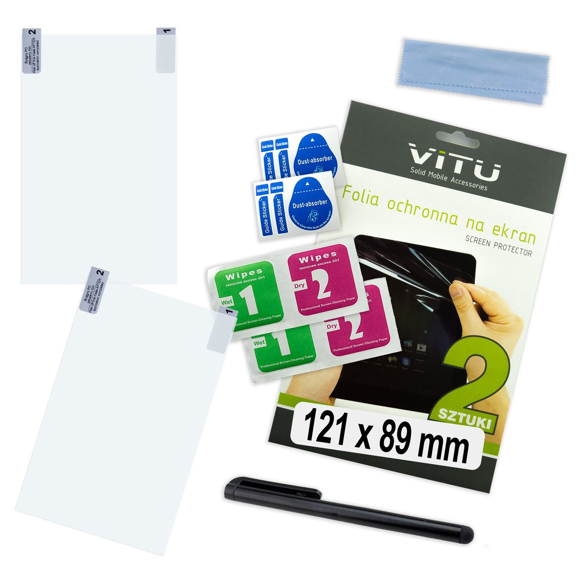 2sztuki Folia ochronna na telefon smartfon GPS 121x89 mm 12,1 x 8,9 cm VITU