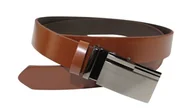 Paski - Pasek Męski Skórzany Arucce (PL) Skóra Licowa EXTRA 35 mm BRĄZOWY Gładki Klamra Bezniklowa Samozaciskowa SREBRNA 40 - miniaturka - grafika 1
