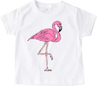 Koszulki dla dziewczynek - koszulka dla dziewczynki z flamingiem - miniaturka - grafika 1