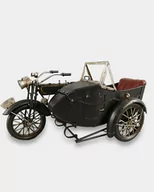 Figurki dekoracyjne - Motocykl z Bocznym Wózkiem Czarny Model Metalowy - miniaturka - grafika 1