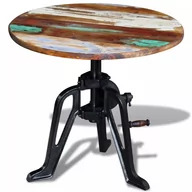 Ławy i stoliki kawowe - vidaXL Stolik boczny okrągły z drewna odzyskanego żelazną ramą 60x(42-63) cm - miniaturka - grafika 1
