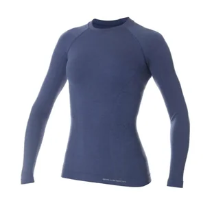 Damska koszulka termiczna Brubeck Active Wool LS12810 jeans - S - Bielizna sportowa damska - miniaturka - grafika 1