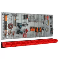 Pozostałe wyposażenie warsztatu - Metalowa tablica narzędziowa uchwyty 12 kuwet - miniaturka - grafika 1