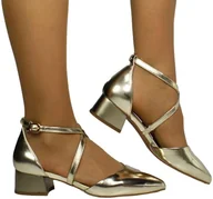 Czółenka - Czółenka Stylowe Maciejka K6807-25 001 Złote Skóra Naturalna - MACIEJKA - miniaturka - grafika 1