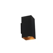 Lampy ścienne - QAZQA Designerski kinkiet czarny ze złotym wnętrzem kwadratowy - Sab - miniaturka - grafika 1