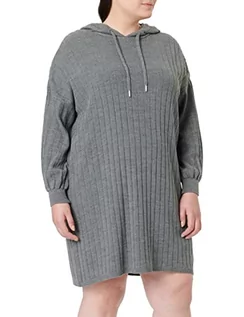 Sukienki - ONLY Kurtka damska ONLCAREY L/S Long Hood KNT NOOS sukienka, średni szary melanż, 3XL - grafika 1