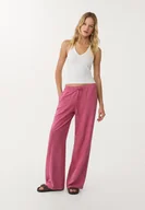Spodnie damskie - Stradivarius Płynne spodnie z lnem Cielisty róż S - miniaturka - grafika 1