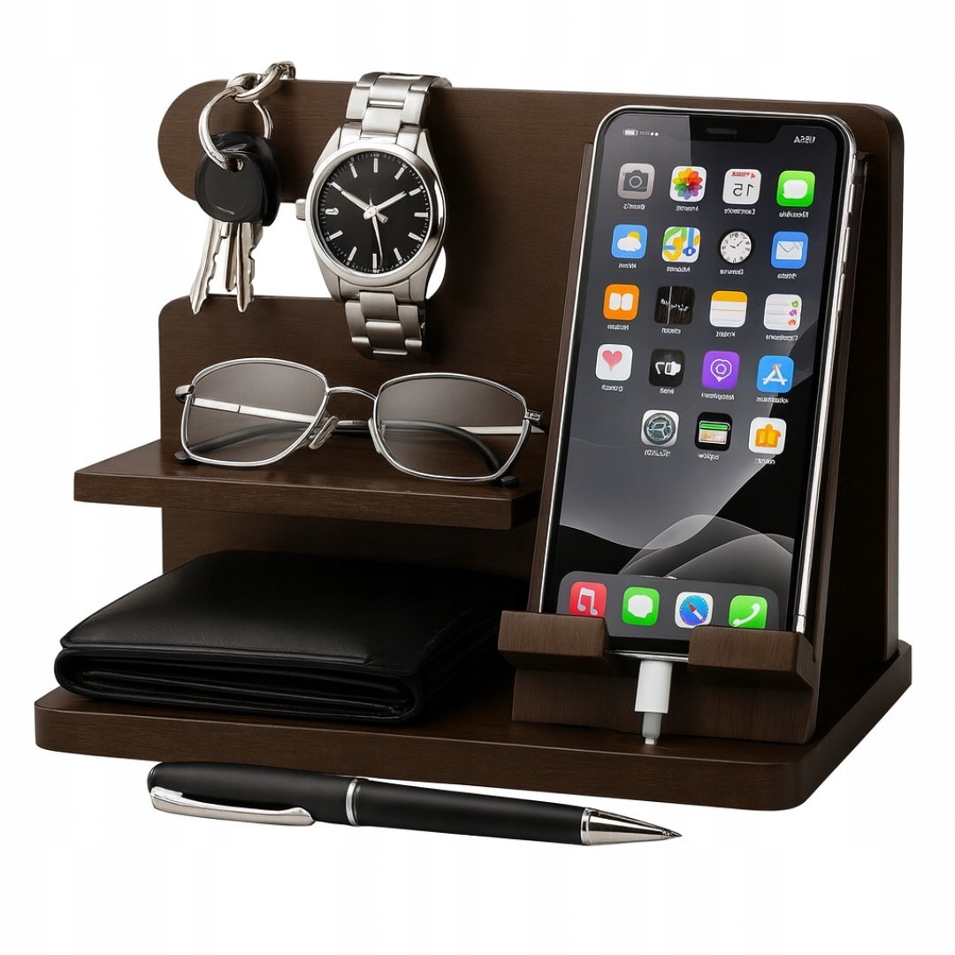 DREWNIANY STOJAK NA AKCESORIA ORGANIZER WYSTAWNA TACA - PIĘKNY PREZENT