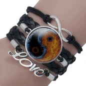 Biżuteria dla dzieci - BRANSOLETKA nowa czarna kolorowe Ying Yang - miniaturka - grafika 1