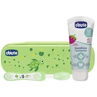 Pasty do zębów - Chicco Zestaw Pasta I Szczotka Do Zębów+ Etui Zielony - miniaturka - grafika 1