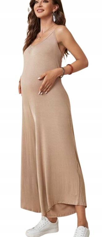 SHEIN KOMBINEZON CIĄŻOWY DAMSKI BEŻOWY CASUAL XL 1AE