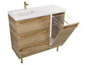 Szafki łazienkowe - Szafka Stojąca Z Umywalką ATHD 90 cm K Lewa - Dąb Evoke Coast Mat - Uchwyty Złote Polerowane - miniaturka - grafika 1