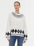 Swetry damskie - Tommy Hilfiger Sweter Fairisle WW0WW40089 Écru Oversize - miniaturka - grafika 1