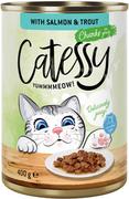Mokra karma dla kotów - Catessy Kawałeczki w sosie i galarecie, 12 x 400 g - Z łososiem i pstrągiem w sosie - miniaturka - grafika 1