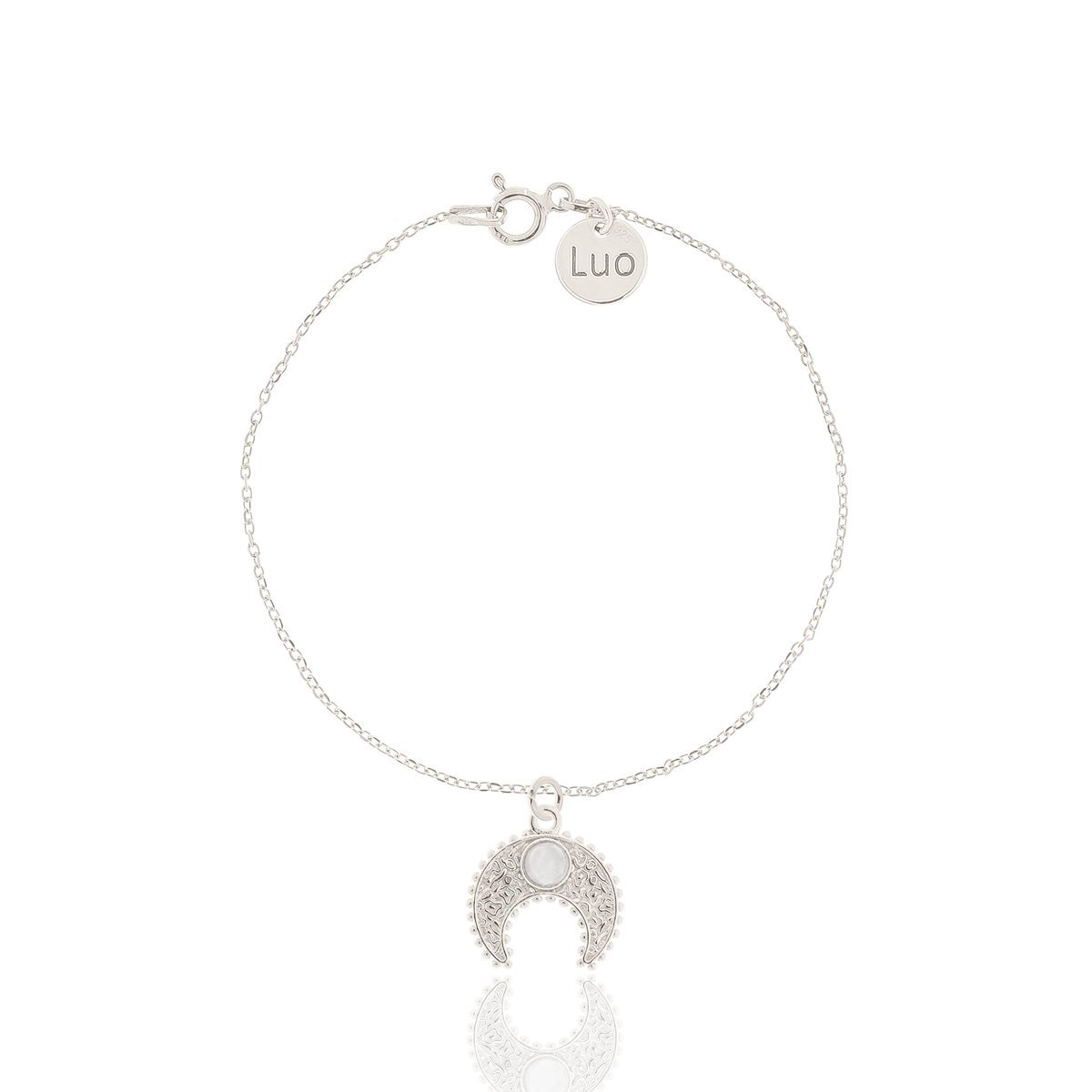 Bransoletka srebrna z księżycem i kwarcem różowym