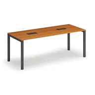 Stoły i stoliki do biura - Stół PRIMO SQUARE 2000 x 800 x 750, czereśnia + 2x port blatowy TYP II, czarny - miniaturka - grafika 1