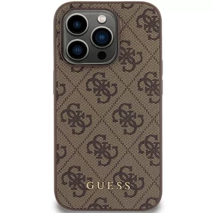 Guess GUHCP15LG4GFBR iPhone 15 Pro 6.1" brązowy/brown hard case 4G Metal Gold Logo - Etui i futerały do telefonów - miniaturka - grafika 3
