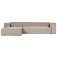 Narożniki - BELIANI Narożnik prawostronny 3-osobowy beżowoszary welurowy sofa narożna minimalistyczny styl - miniaturka - grafika 1