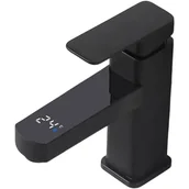 Baterie umywalkowe - Inteligentna bateria umywalkowa z wyświetlaczem cyfrowym, bateria umywalkowa do łazienki (krótka, czarna) - miniaturka - grafika 1