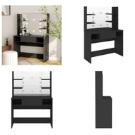 Toaletki - vidaXL Toaletka z oświetleniem LED 100x40x135 cm MDF czarna - Toaletka - Toaletki - Komody - Toaletki - miniaturka - grafika 1