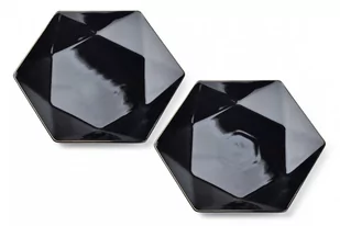 Affek Design RALPH BLACK Kpl.2 talerzy płaskie 32,5x 28.5cm x h3cm czarno-złoty - Talerze - miniaturka - grafika 1